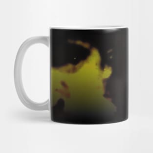 Portrait, digital collage and special processing. Face, man. Like from night dream. Looking on us. Green and yellow. Mug